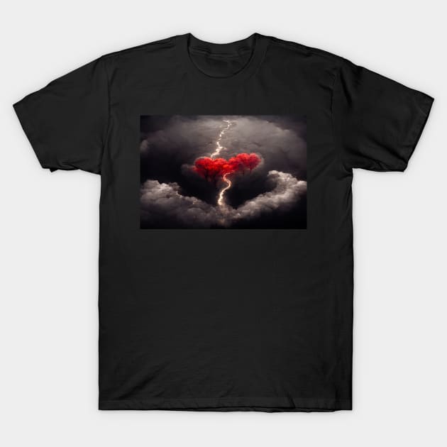 Red Broken Heart in the Clouds /  Broken Hearts Unwind Designs T-Shirt by Unwind-Art-Work